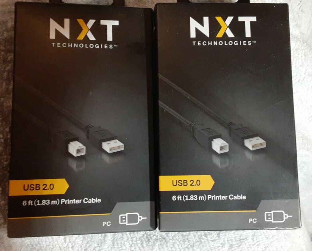 NXT Technologies 6' USB A Male/B Male Black NX29749 Lot of 2