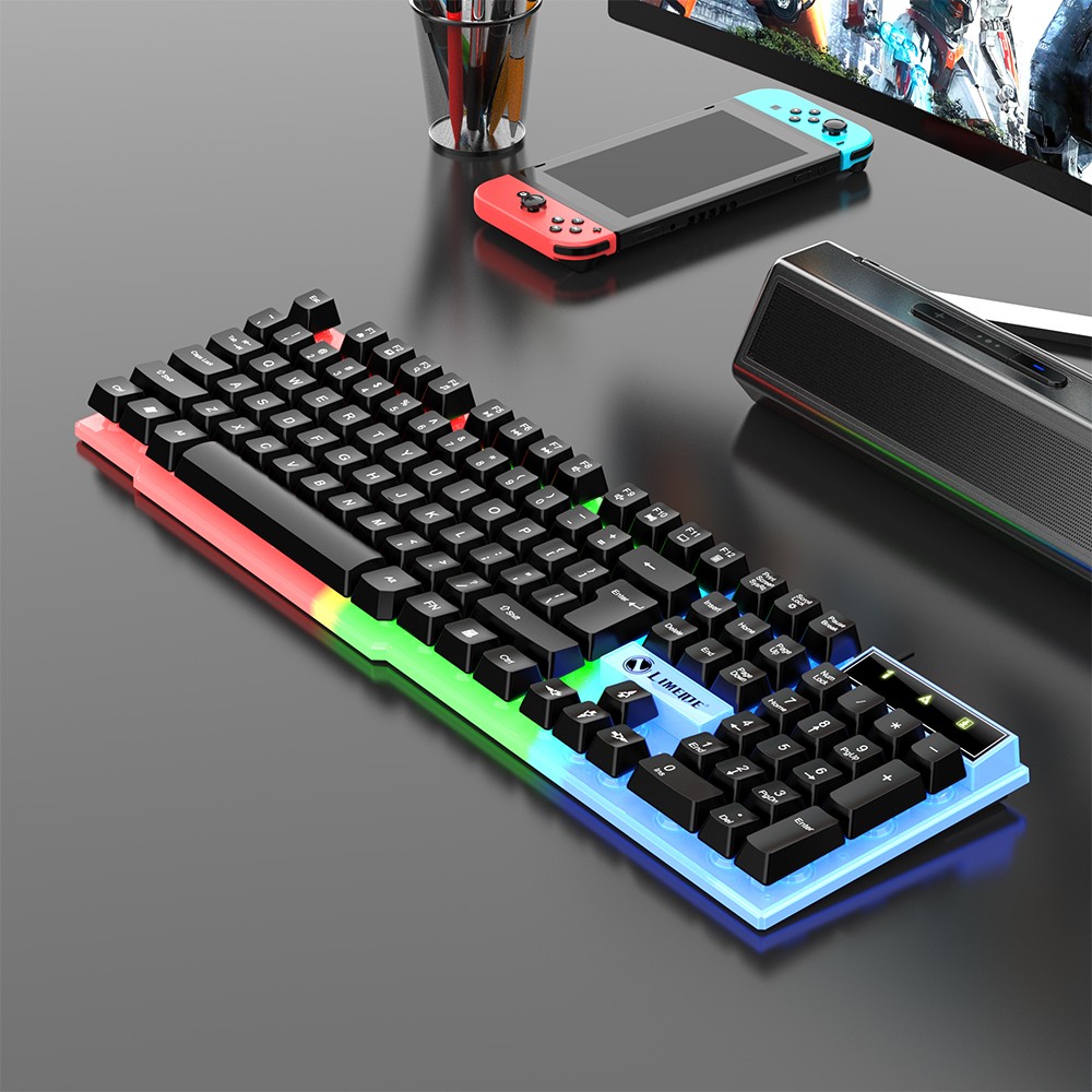104 Keys Wired Gaming Keyboard Rainbow RGB LED Backlit Ergonomic PC Laptop USB