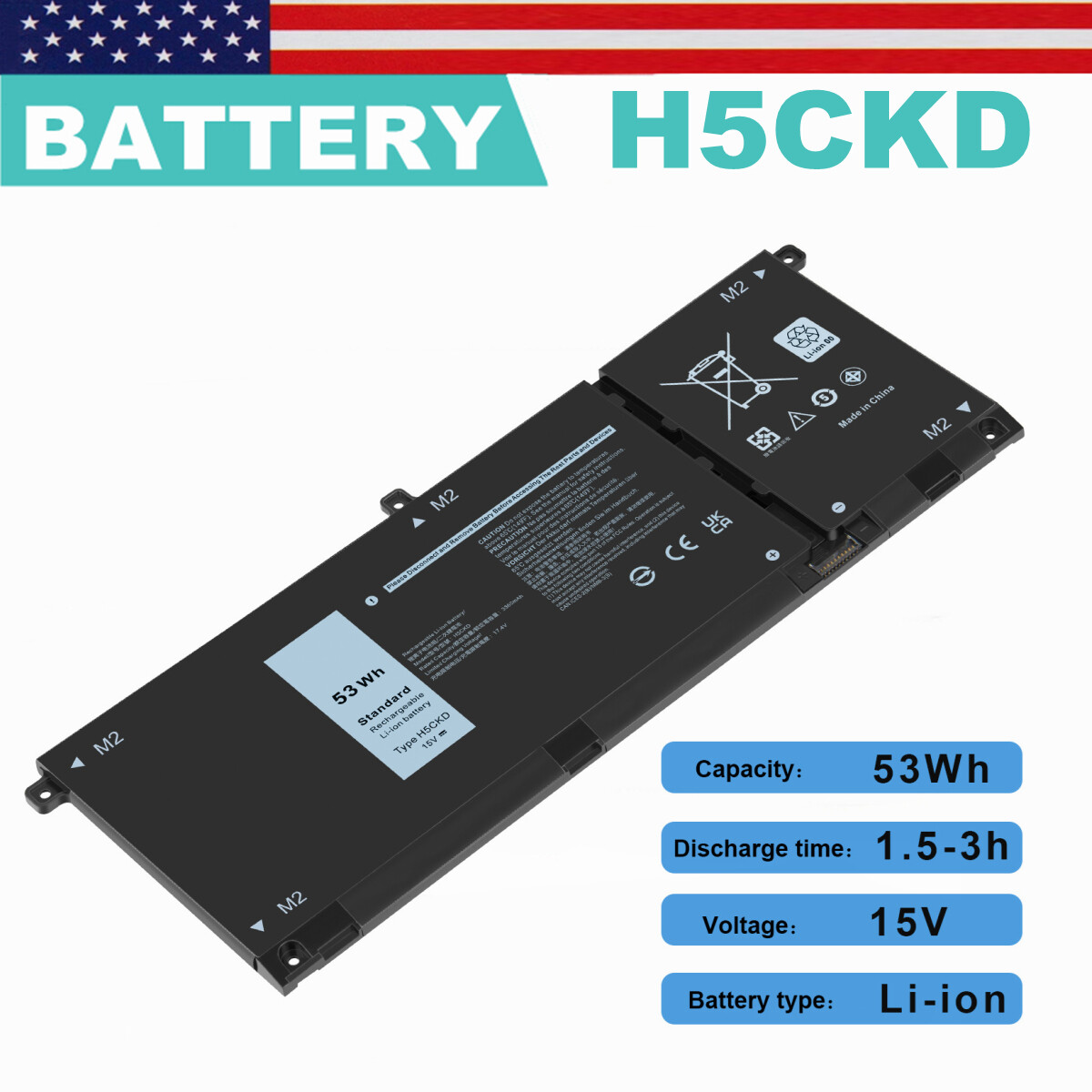 H5CKD Battery For Dell Inspiron 7300 7306 7500 7506 2-in-1 Latitude 3410 3510