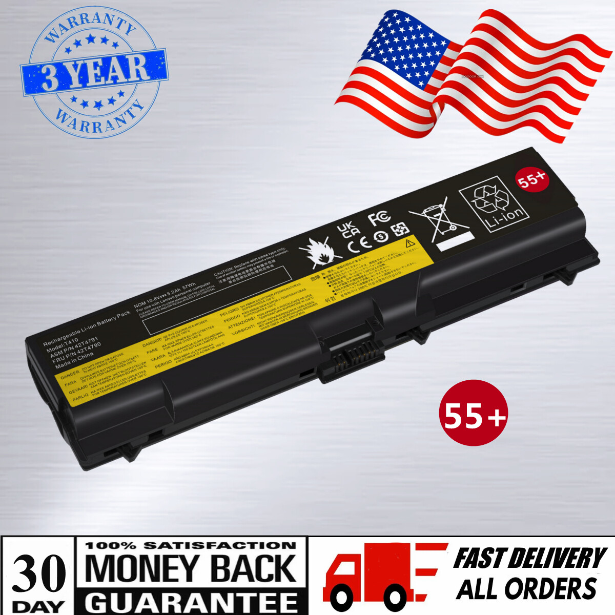 For Lenovo ThinkPad L420 L510 L520 L412 SL510 T410 T510 T520 W510 Battery 55+