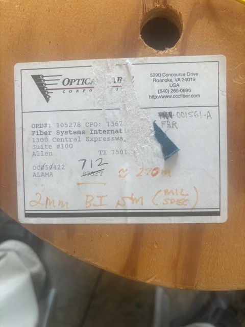 700 ft roll of SINGLE MODE FIBER p/n OC050422