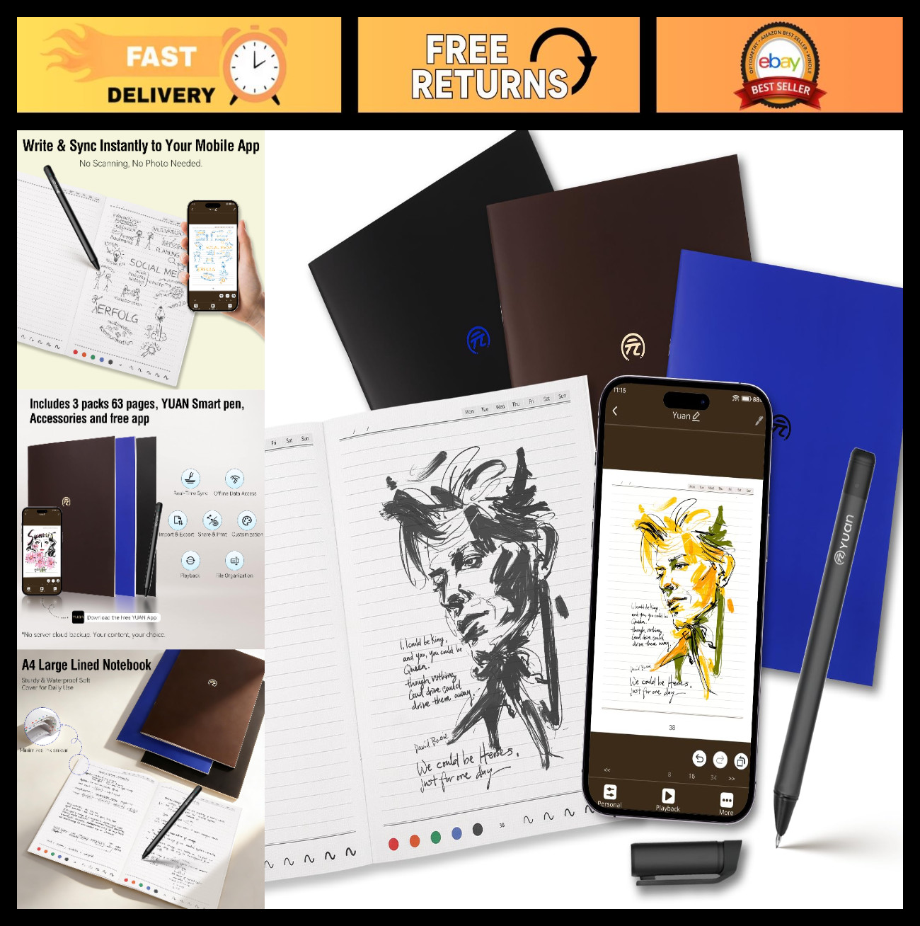 Digital Smart Pen & Notebook Set - Sync Notes to Phone, Instant Writing Tool