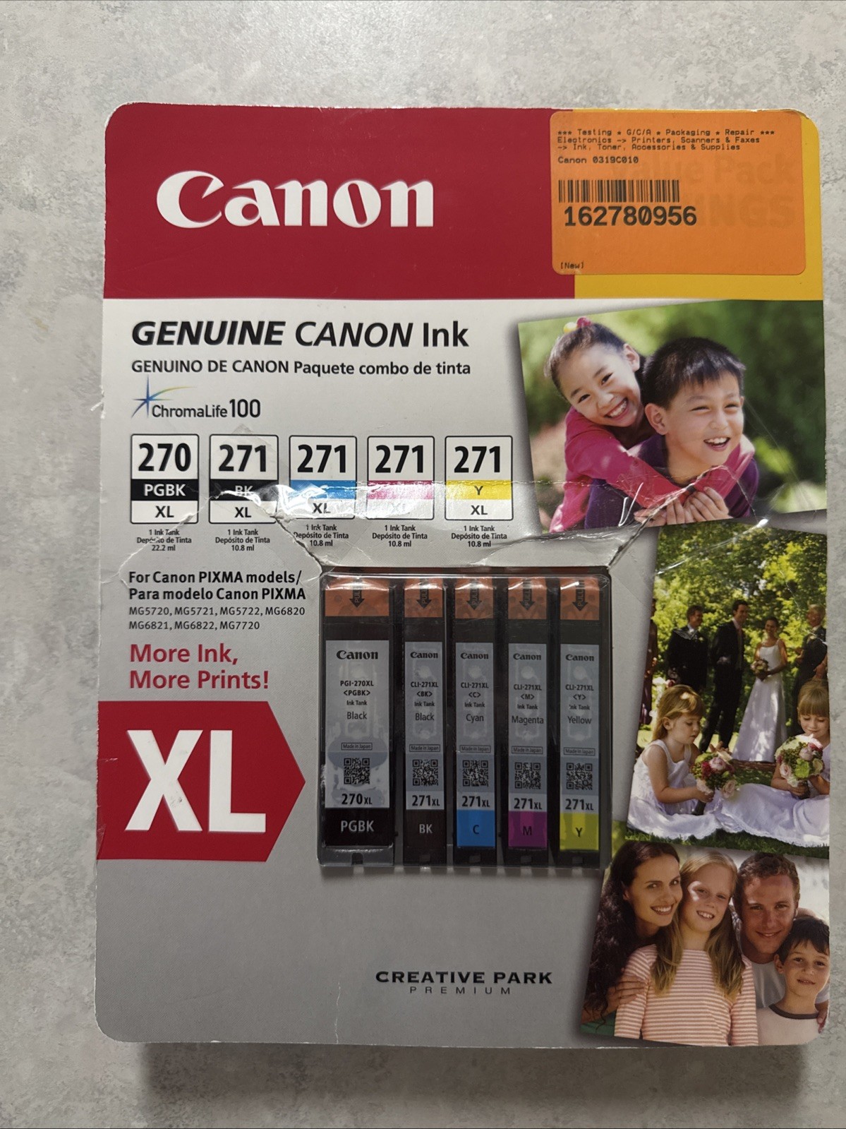 Canon PGI-270XL & CLI-271XL Ink Cartridges PGBK BK C M Y New Damaged Packaging