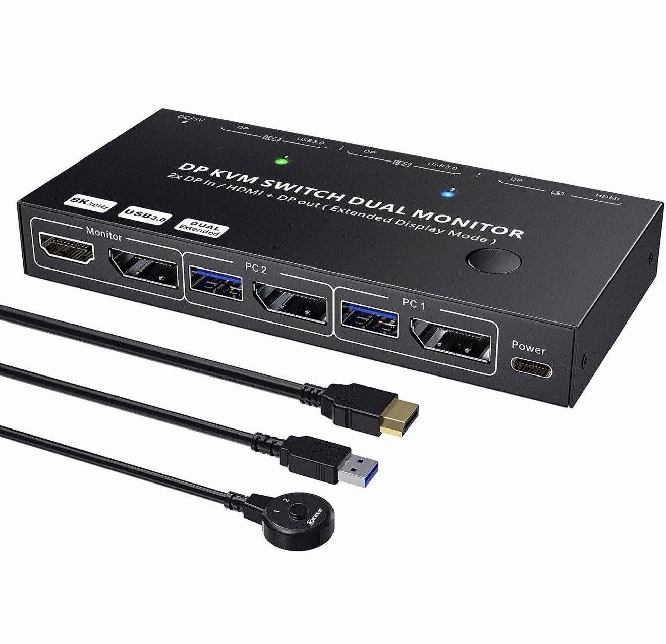 KCEVE 4K KVM Switch 2 Monitors 2 Computers HDMI DP, USB 3.0 KVM Switch Dual Moni