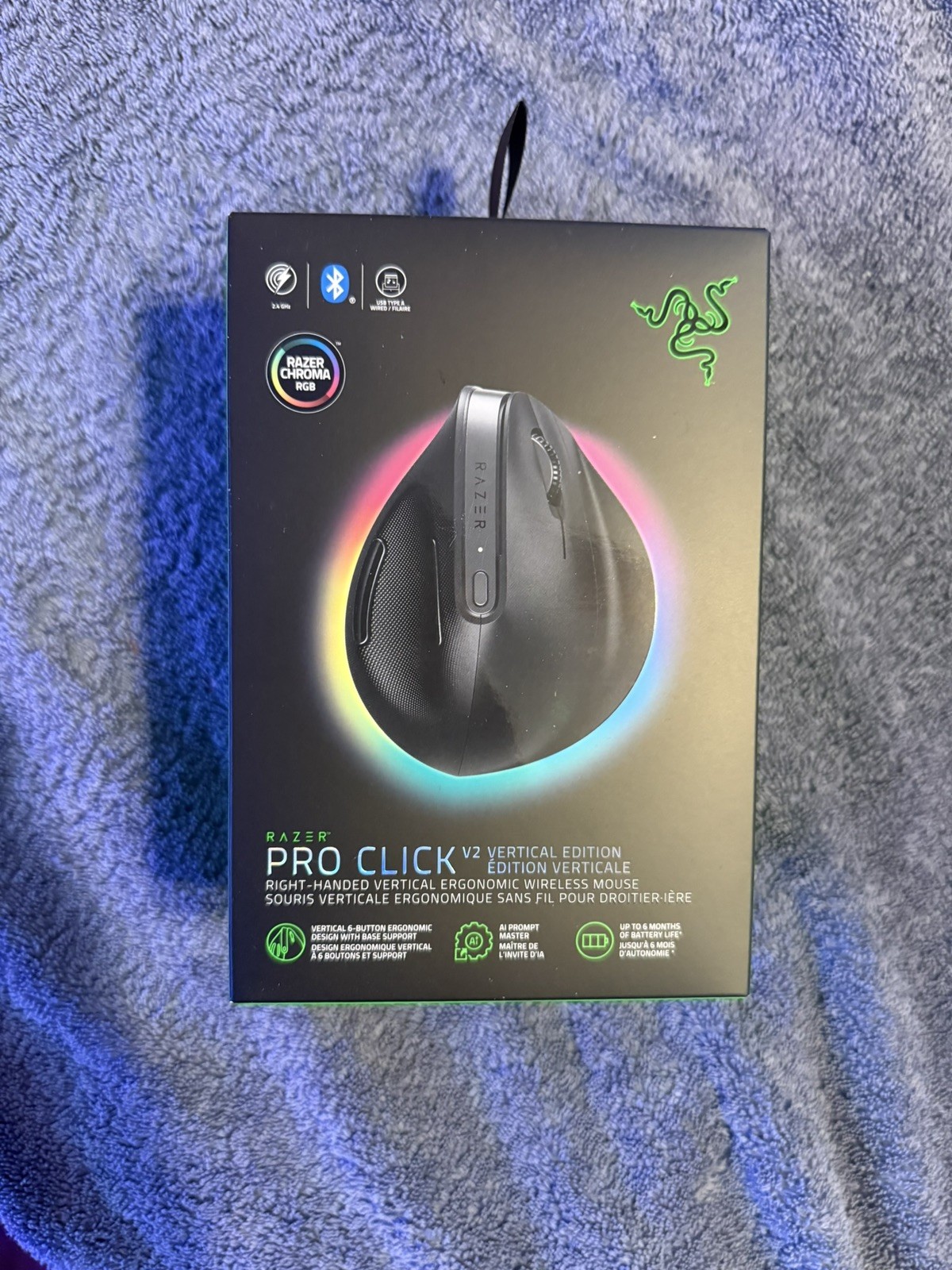 Brand New Razer Pro Click V2 Vertical (Black) 30K DPI, 2.4G/Bluetooth/USB-C, 