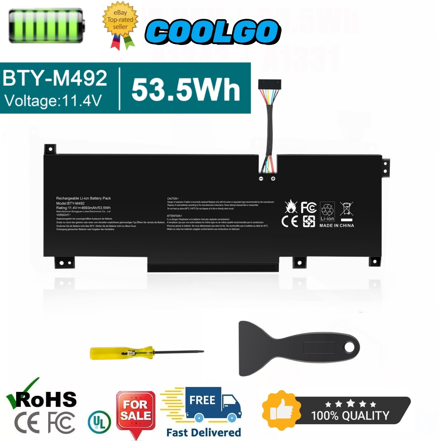 ✅BTY-M492 BATTERY FOR MSI PULSE GL66 11UDK-255VN 11UEK-016AU 11UCK-200XPL 53.5WH