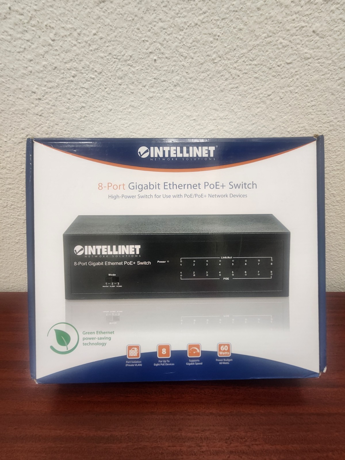 New Sealed Intellinet  8-Port Gigabit Ethernet PoE+ Switch