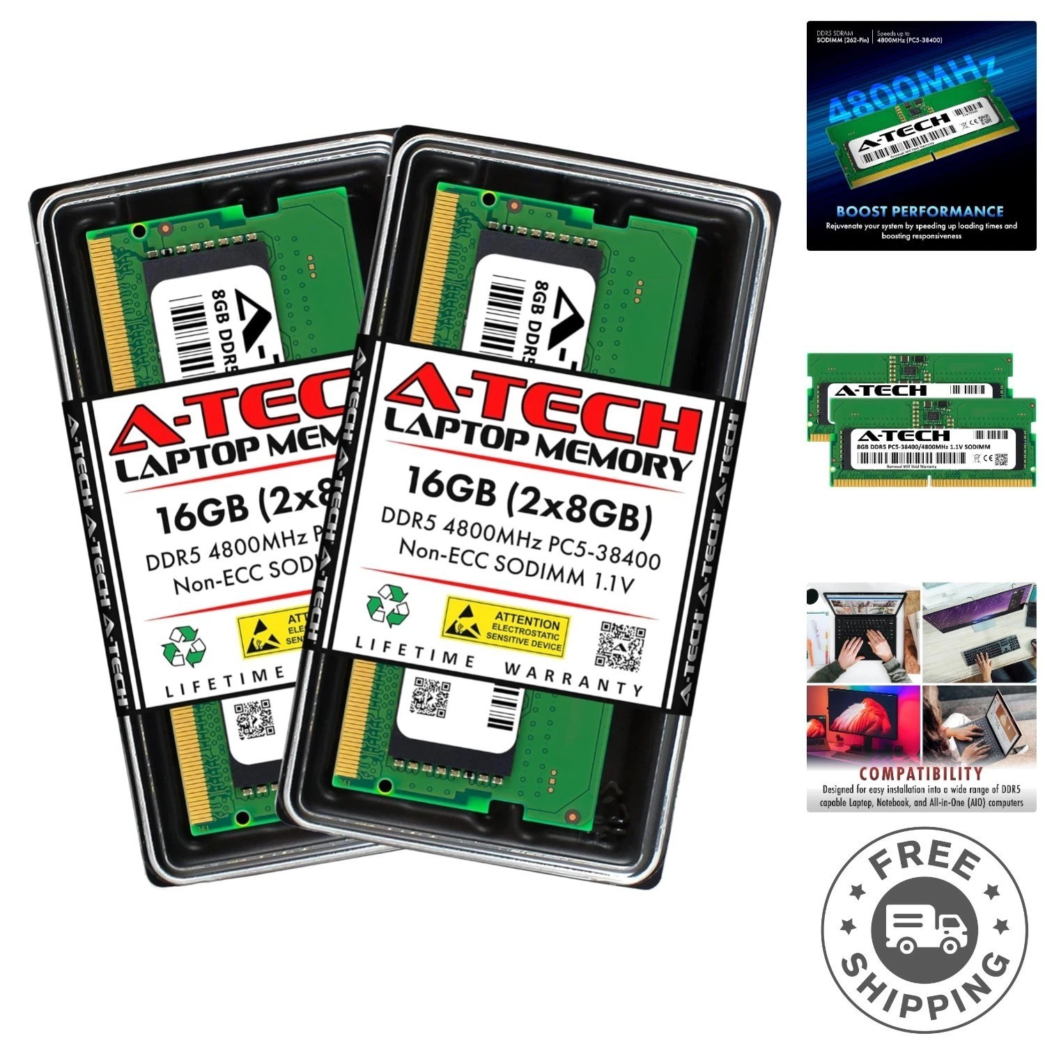 16GB DDR5 RAM Kit (2x8GB) 4800MHz SO-DIMM - Upgrade Your Laptop Performance