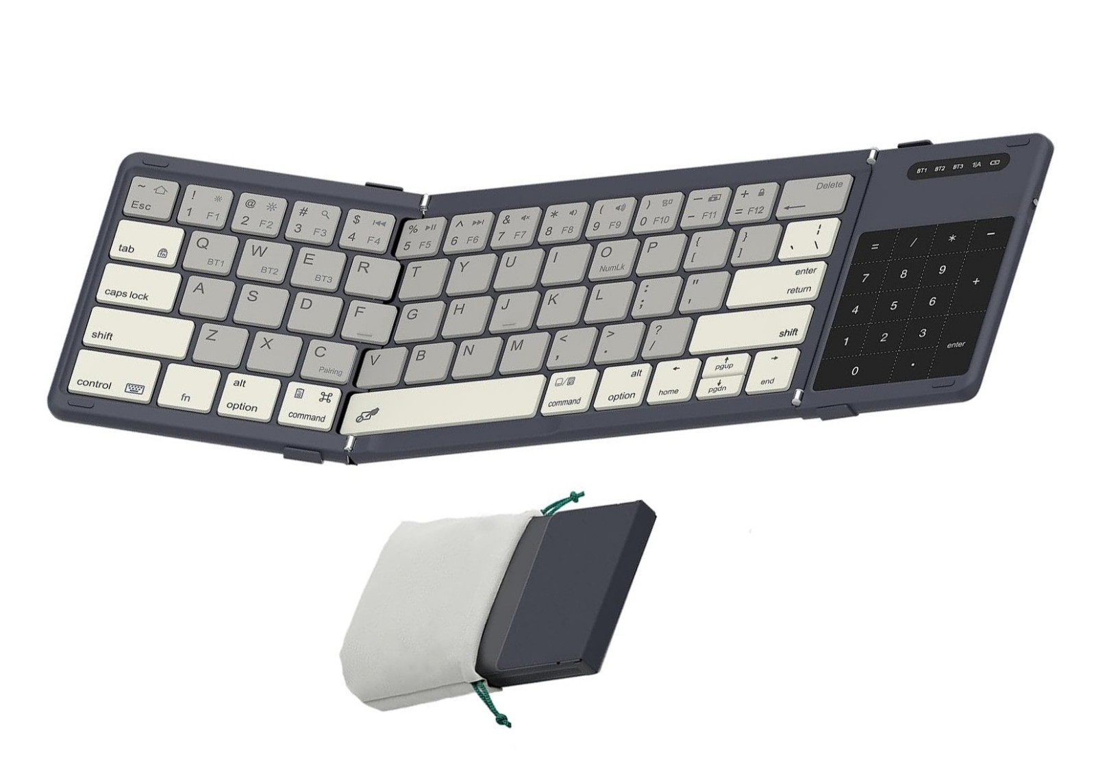 Pocket Foldable Bluetooth Keyboard with Unique Combination Number/Touchpad