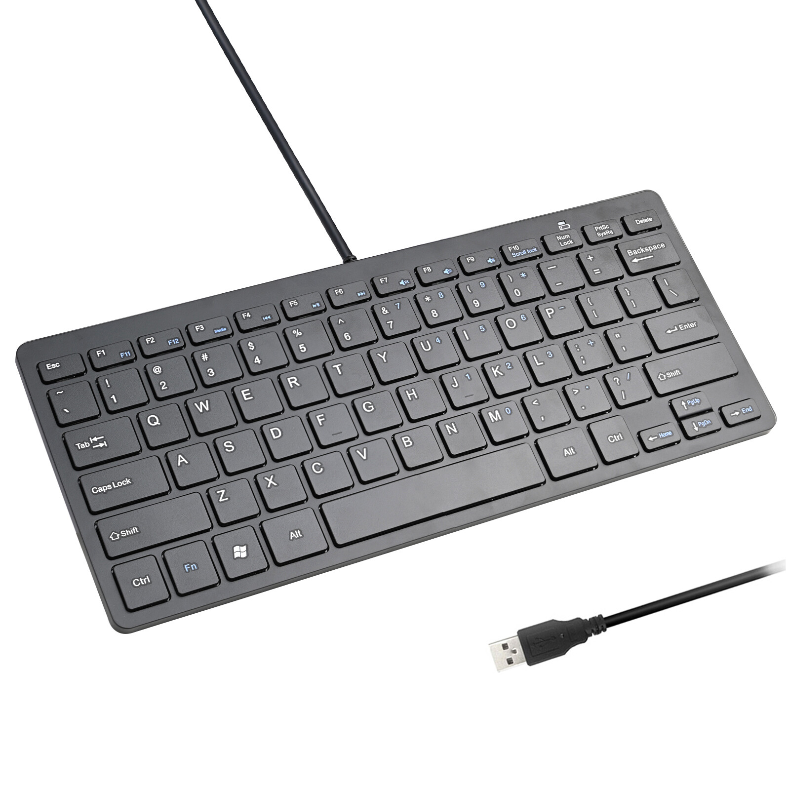 Mini USB Slim Wired 78 Keys Small Super Thin Compact Keyboard for Desktop Laptop