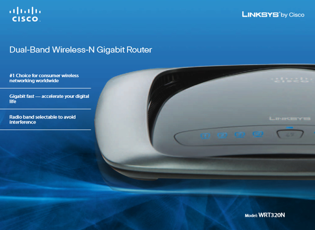 LINKSYS Cisco WRT320N Wireless-N Gigabit WI-FI Router, Charger & Ethernet cable