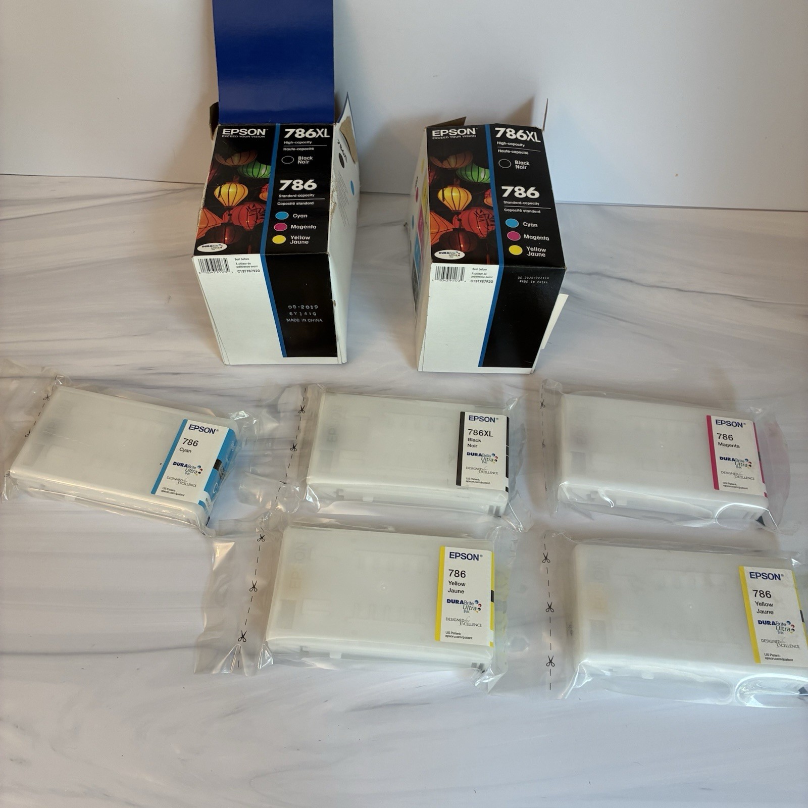 Genuine Epson 786 786XL Ink Cartridge Lot OEM Sealed Expired Black CMY 6 Pack
