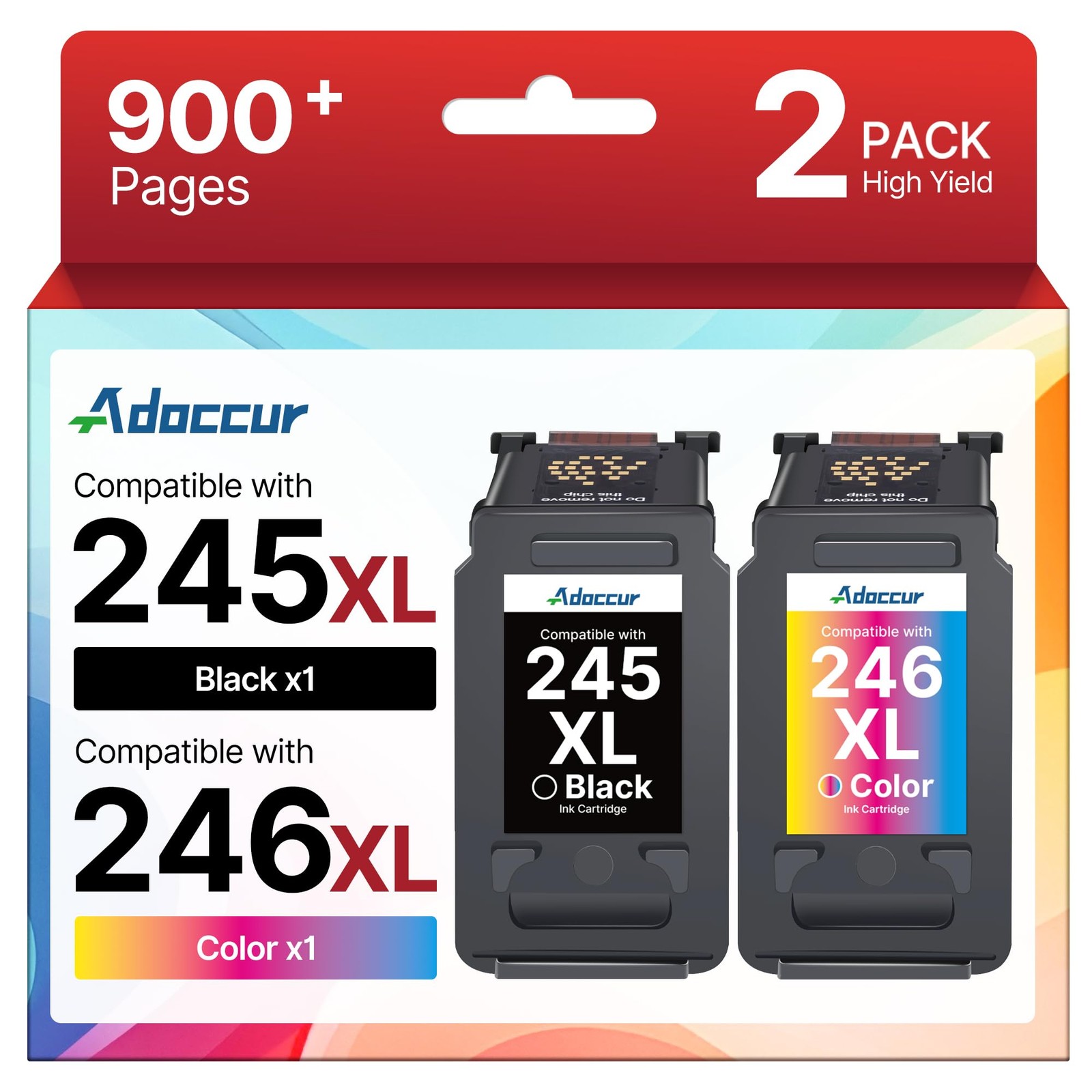 PG-245 XL/CL-246 XL 2 Cartridges Replacement for Canon 245XL 246XL Pixma