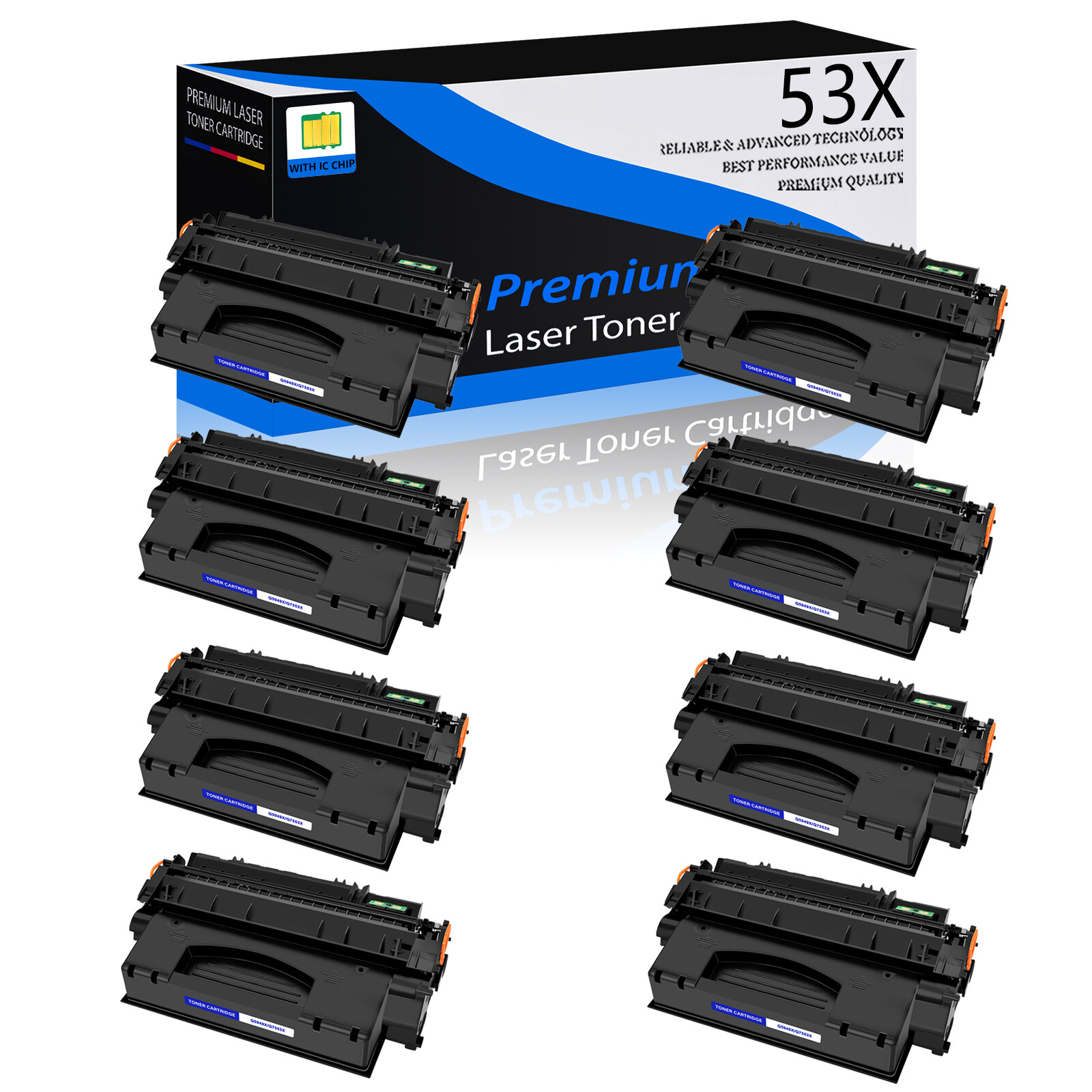8PK Q7553X 53X Black Toner Cartridge For HP LaserJet  M2727 MFP P2014 P2015 INK