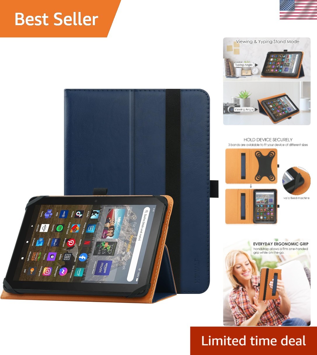 Universal Case for 7 inch 8 inch Tablet,Stand Folio Universal Tablet Case Pro...