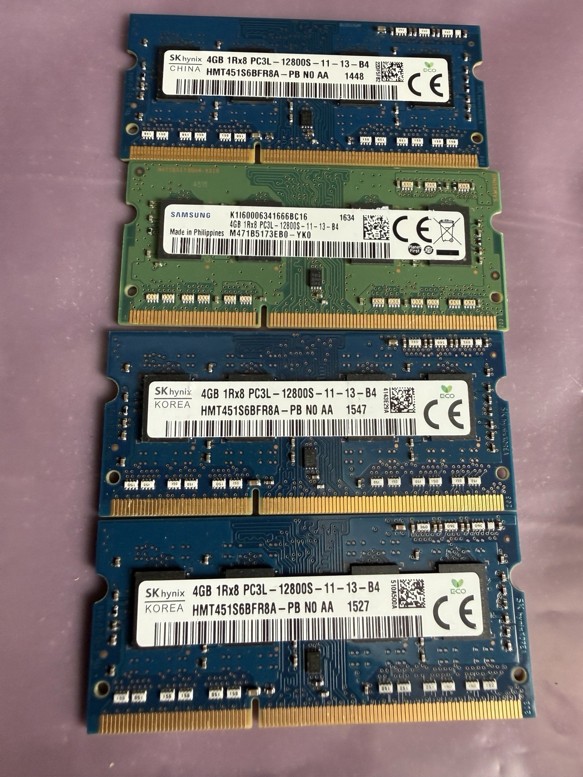 4G X 4 16G 1RX8 PC3L-12800S-11-13-B4 Laptop Memory SK Hynix + Samsung