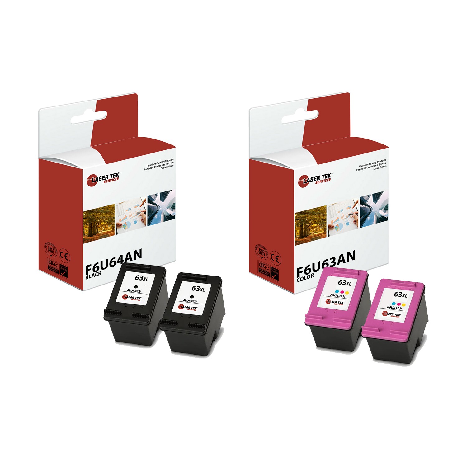4Pk LTS 63XL F6U64AN F6U63AN HY Compatible for HP Deskjet 1112 2130 3630 Ink