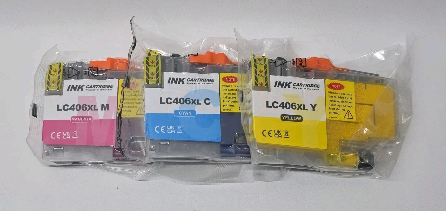 Brother Aftermarket LC406XL Ink Cartridges X3. Extra Capacity For Brother Inkjet