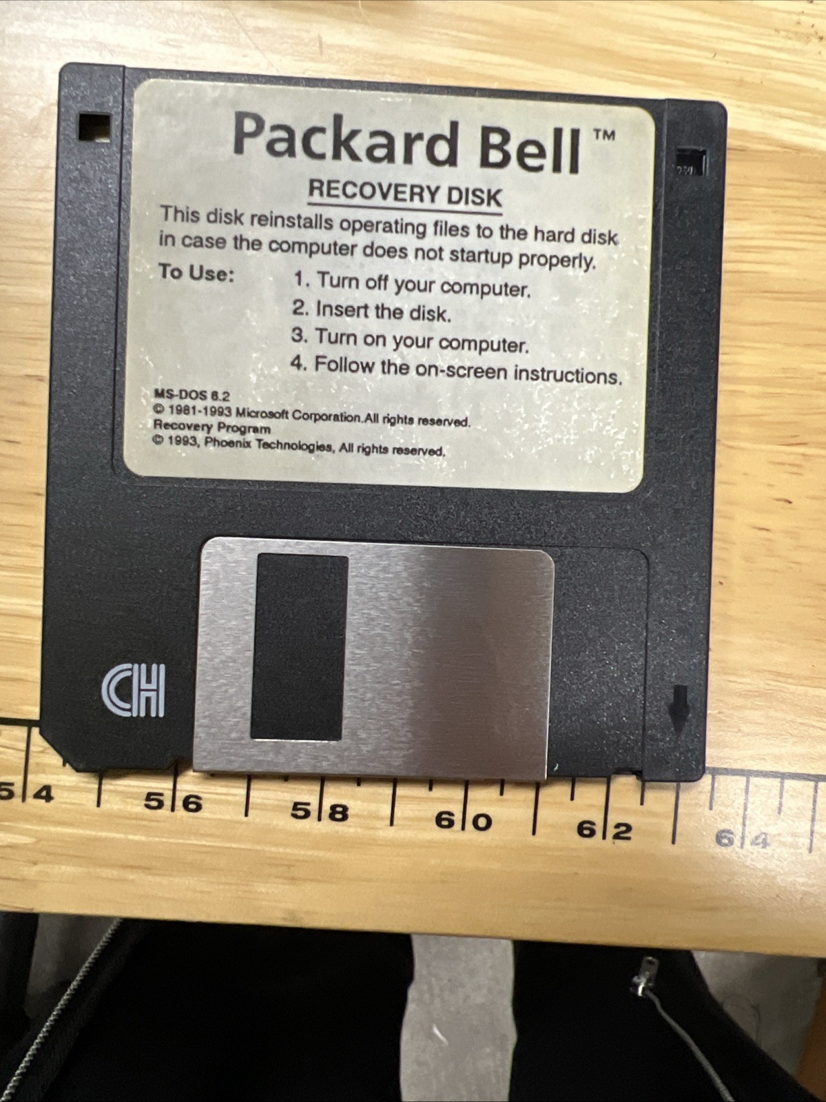Packard Bell Recovery Disk MS-DOS 6.2 Floppy 1993