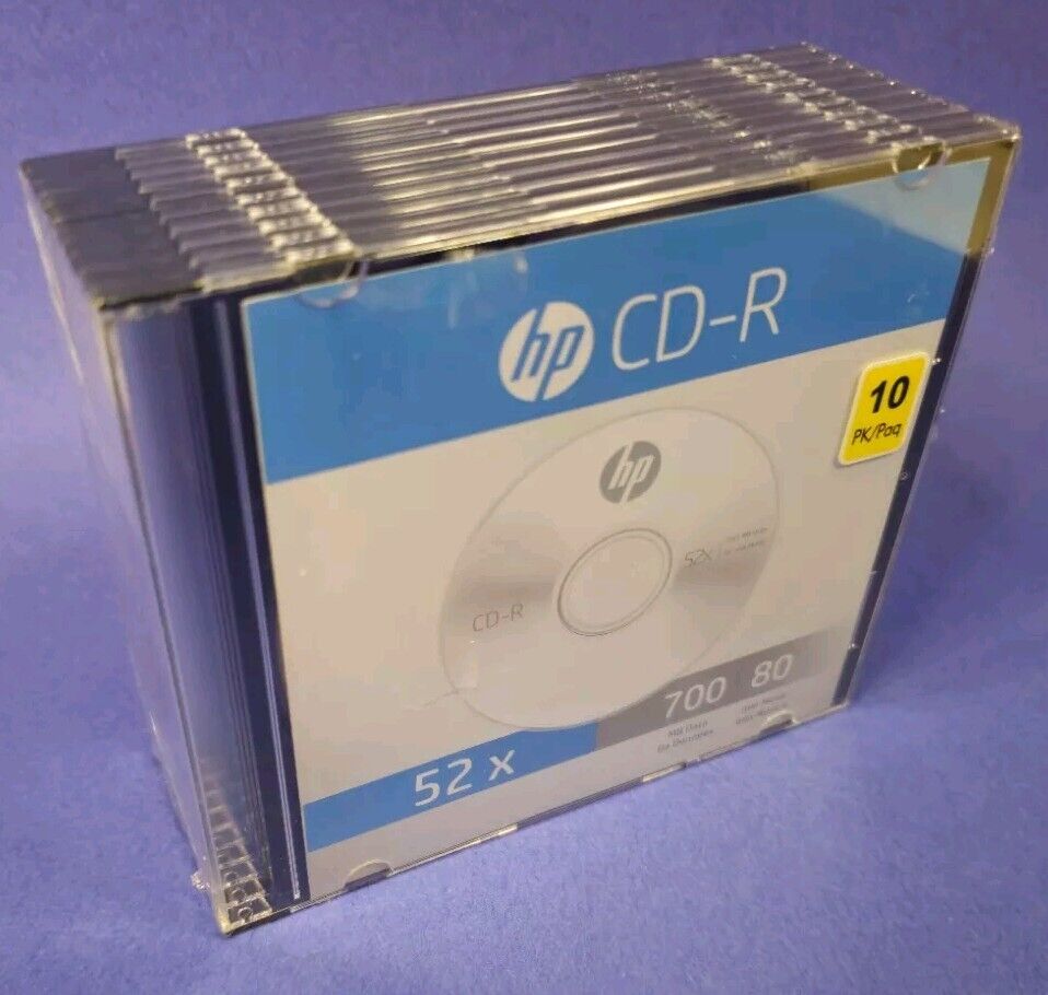 New Sealed 10 Pack - HP CD-R 52x Media 700 MB Data 80 Min Music New Old Stock