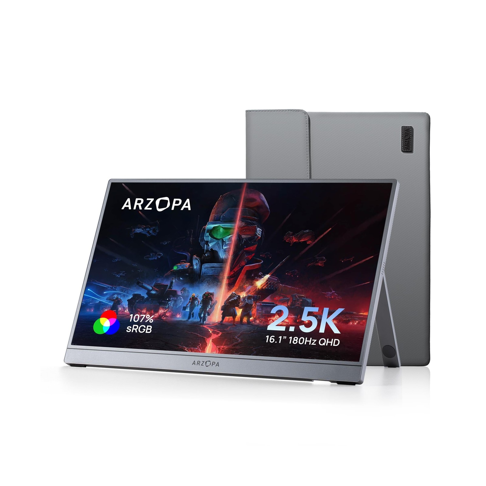 ARZOPA 16.1'' 180Hz 2.5K Portable Monitor, 2560x1440 QHD 107% sRGB Kickstand ...