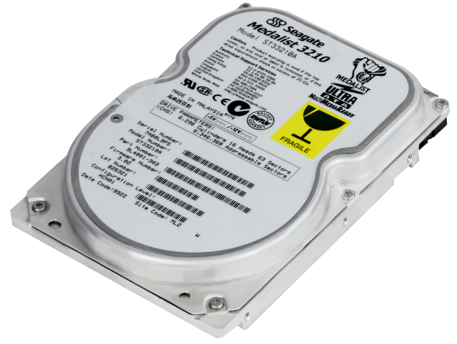 HARD DRIVE SEAGATE MEDALIST 3210 ST33210A 3.2GB ATA 5.4K 3.5'' 