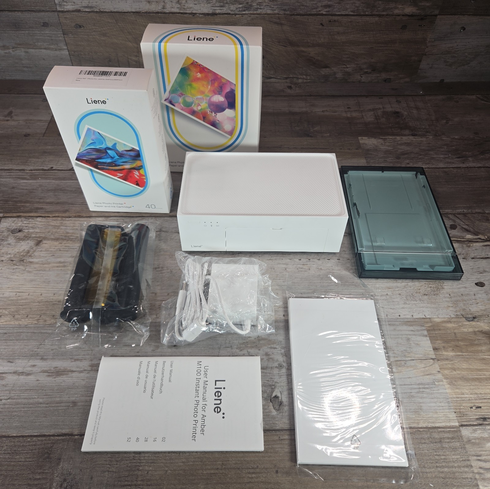Liene Amber Series M100 Instant Photo Printer + Liene Photo Paper (4x6)-open Box