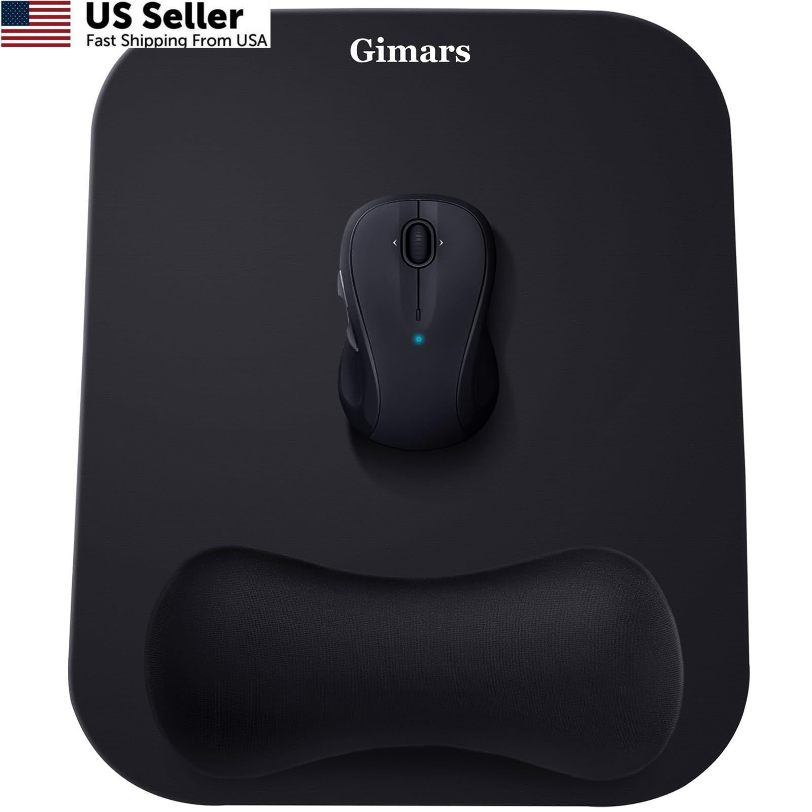 Gimars Large Smooth Superfine Fibre Memory Foam Ergonomic Mouse Medium, black
