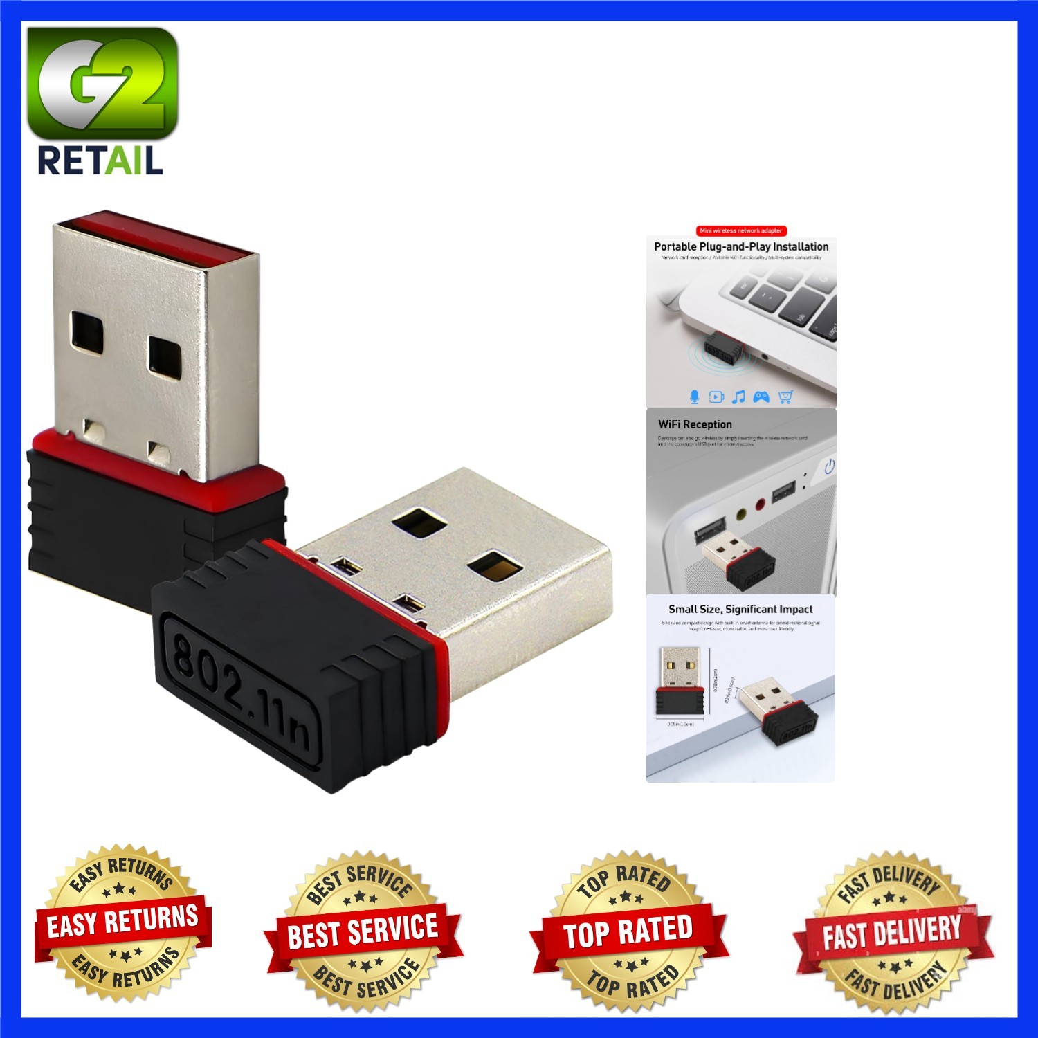 Effortless Wireless Connectivity - 150Mbps USB WiFi Adapter for Win10 Users