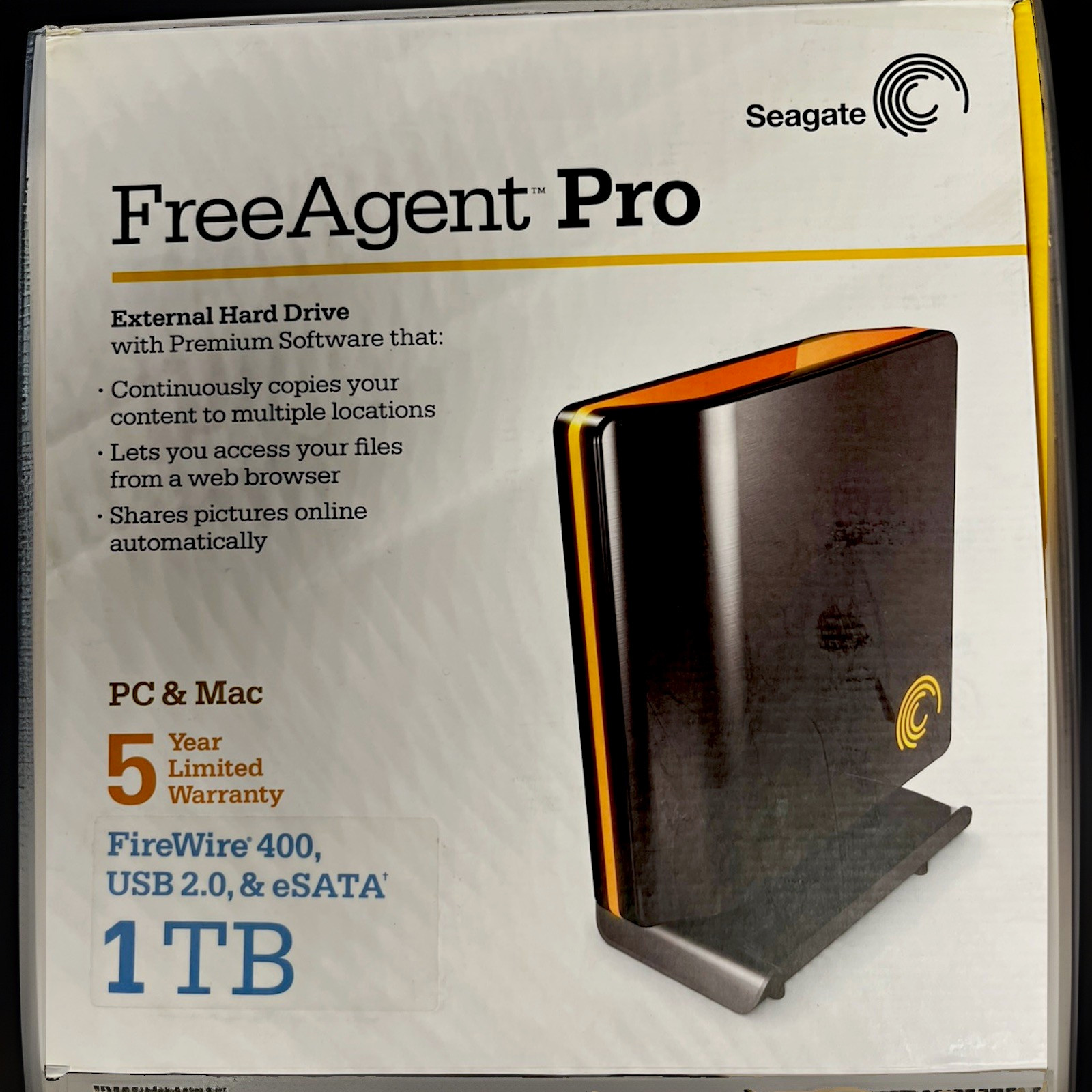 Seagate FreeAgent Pro 1TB External Drive FireWire 400 USB 2.0 eSATA PC/Mac