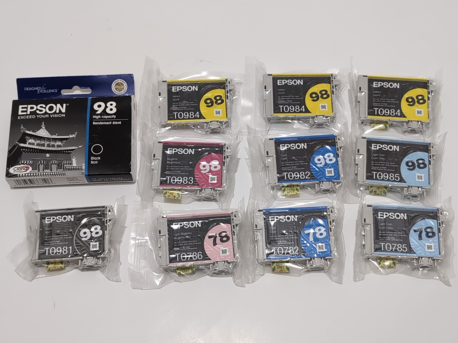Lot of 11 New Genuine Epson 98 & 78 Ink Cartridges - Sealed