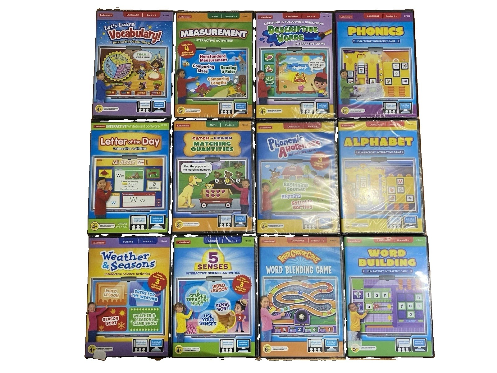 Lot of 12 Lakeshore Games & Activities PC/MAC CD-ROM Computer Vocabulary Phonics