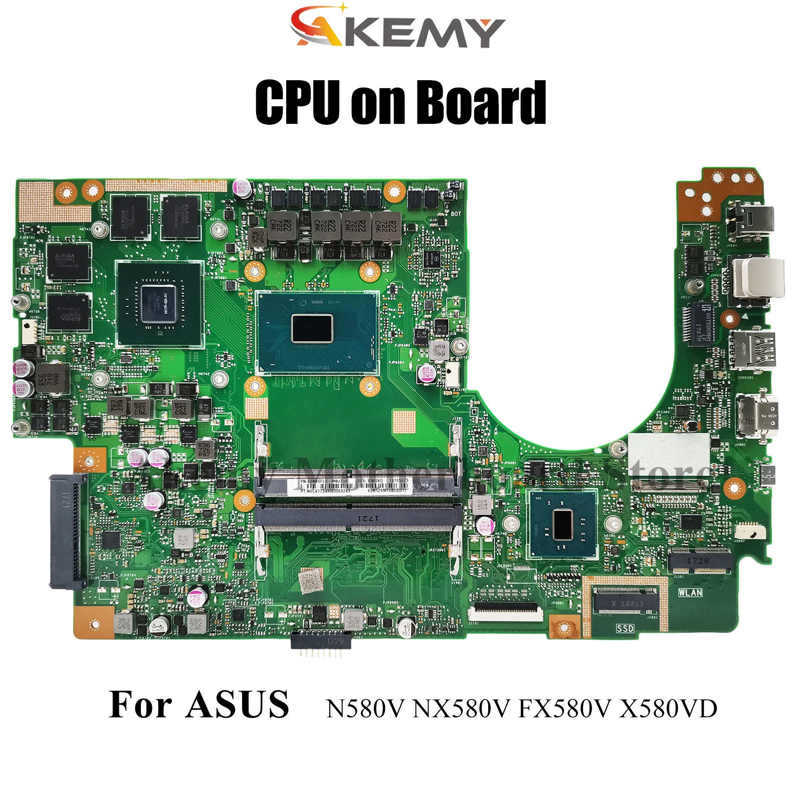 X580VD Laptop Motherboard For ASUS FX580VX580VN N580V NX580V Mainboard W/CPU