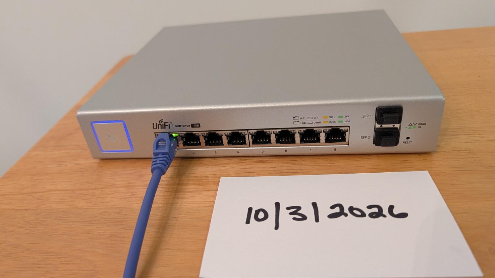 Ubiquiti US-8-150W 8-Port UniFi Switch, Managed PoE+ Gigabit Switch