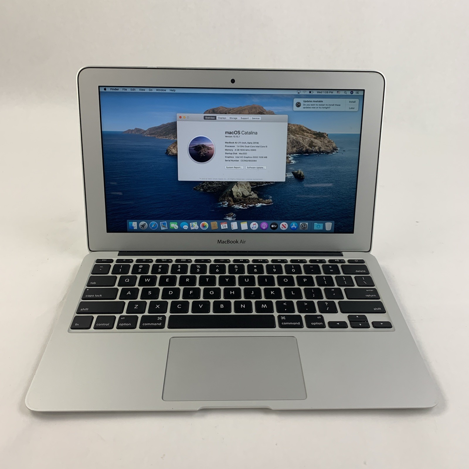 Apple Macbook Air A1465 2014 11" 1.4GHz i5 4GB RAM 251GB SSD OS 10.15.7 Catalina