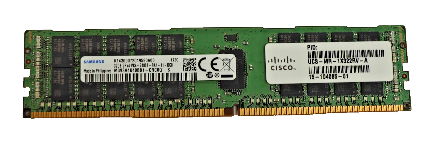 SAMSUNG 32GB 2Rx4 PC4-2400T M393A4K40BB1-CRC0Q ECC REG Server Memory RAM