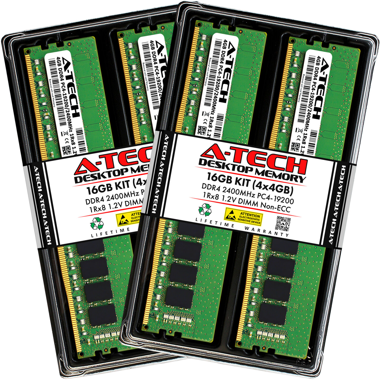 16GB Kit 4x 4GB DDR4-2400 DIMM Crucial CT4K4G4DFS824A Equivalent Memory RAM