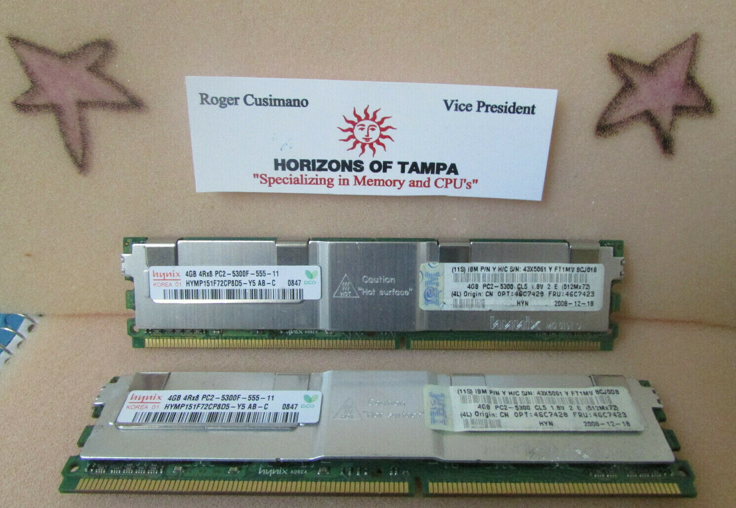 (Lot of 2) Hynix HYMP151F72CP8D5-Y5 AB 8GB (2X4GB) DDR2 Server DIMM Memory