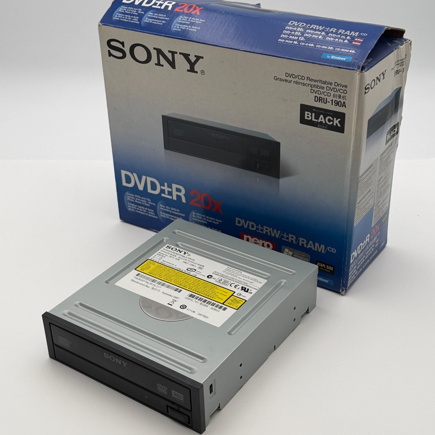 Sony DRU-190A Internal DVD CD Rewritable Drive Black Front Bezel 5.25
