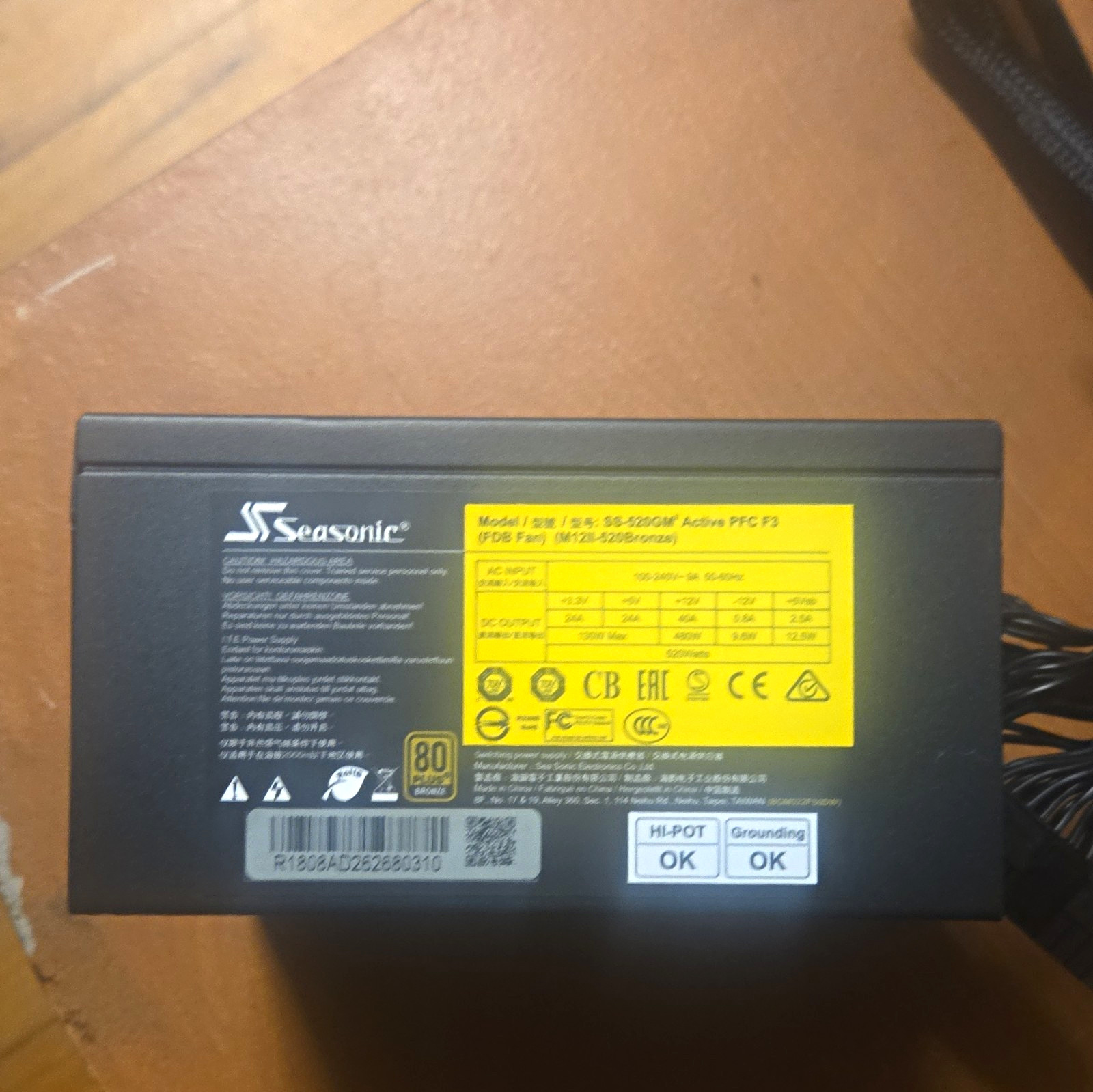 Seasonic SS-620GM 620W ATX PSU 80 Plus Bronze 100-240V 24-pin SATA PCIe