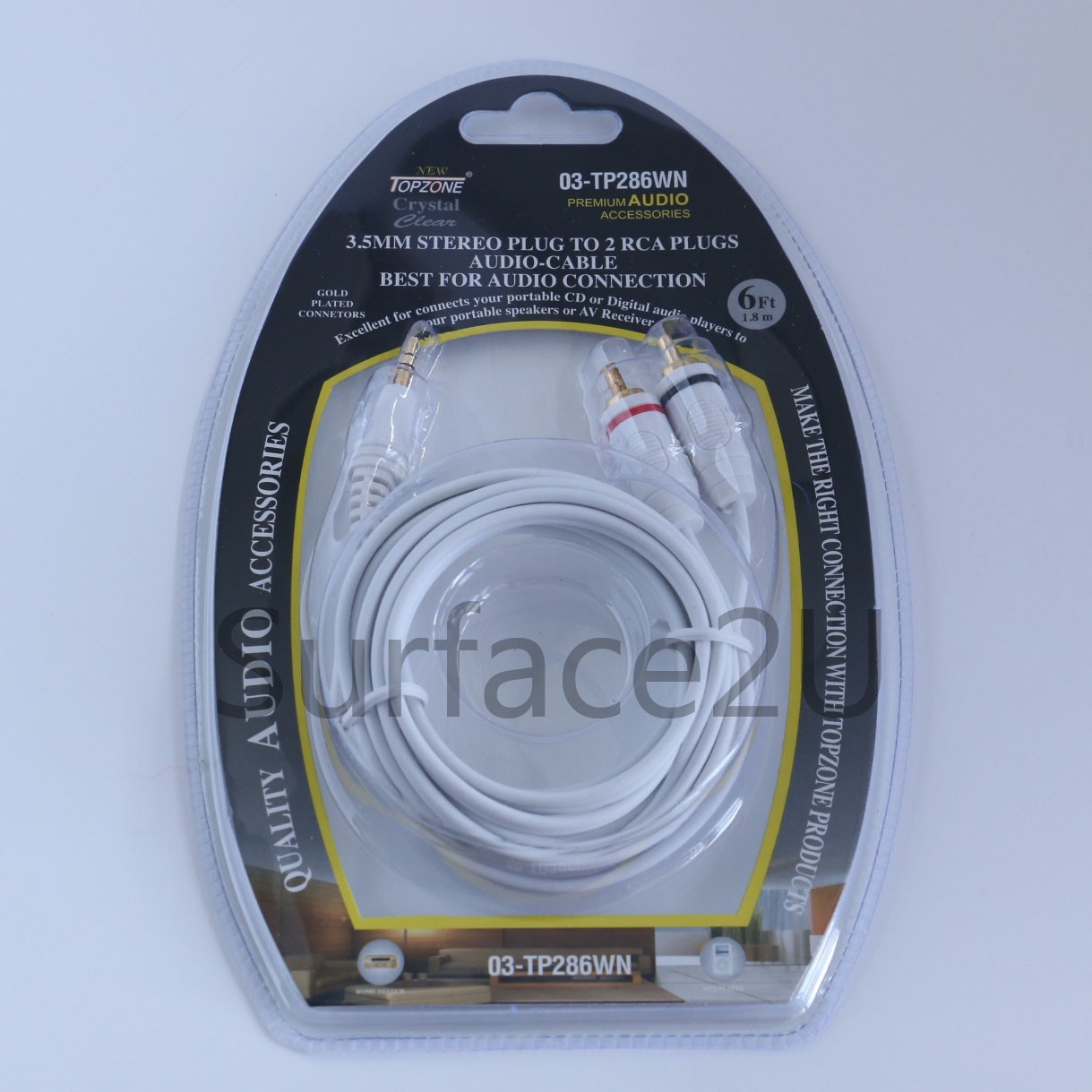 3.5mm Stereo Plug to 2 RCA Male Premium Audio AUX Y Cable 4 MP3 Media Player 6'