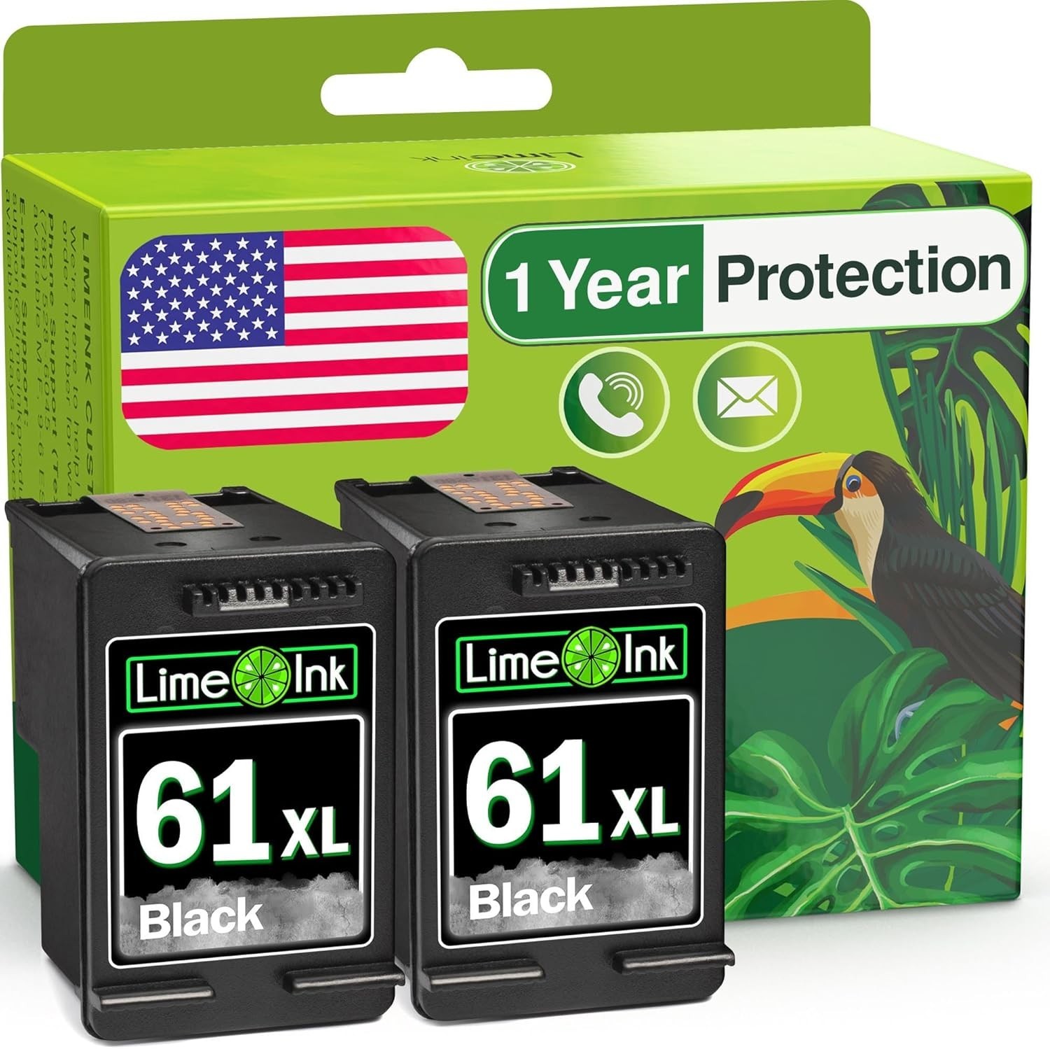 2 pk 61XL Black Ink cartridge for HP ENVY 4500 4501 4502 4504 5530 Deskjet