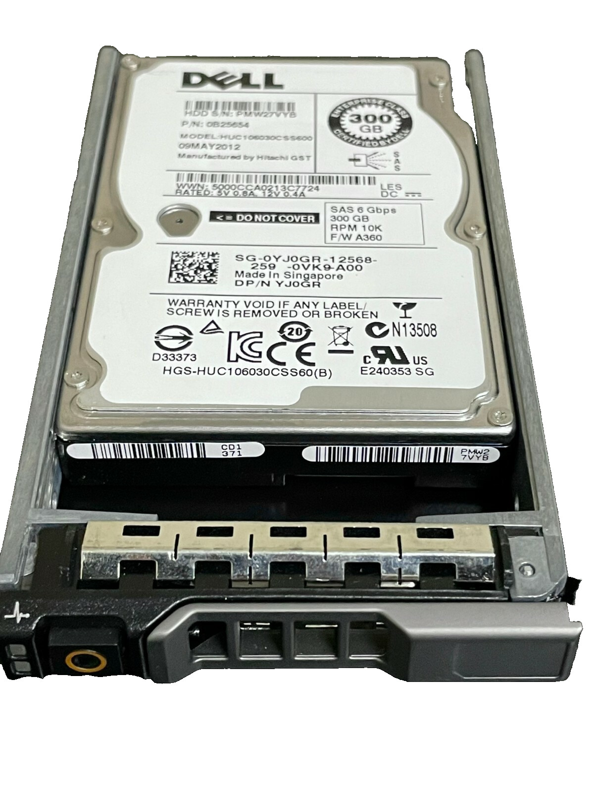Dell 300GB 10K SAS 6Gb/s 2.5" SFF Enterprise HDD YJ0GR 0YJ0GR 0B25654
