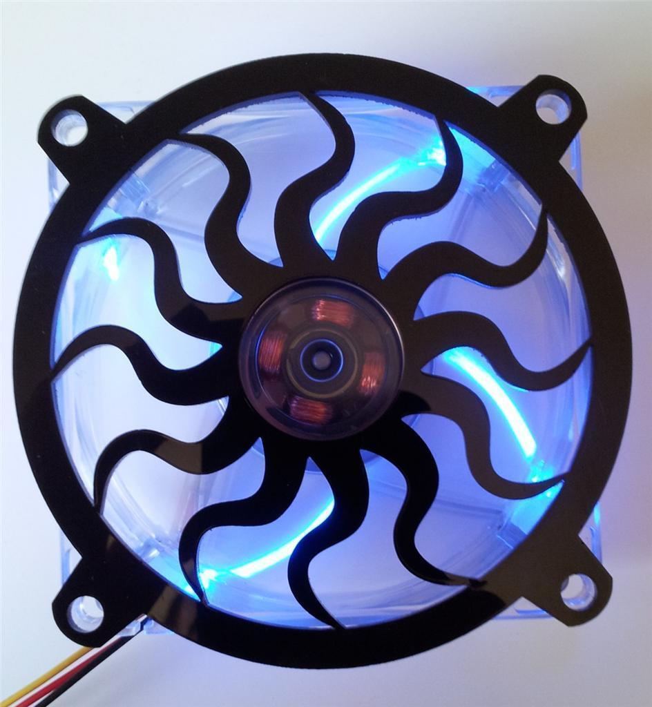Custom 92mm SUN SPIRAL Computer Fan Grill Gloss Black Acrylic Cooling Cover Mod