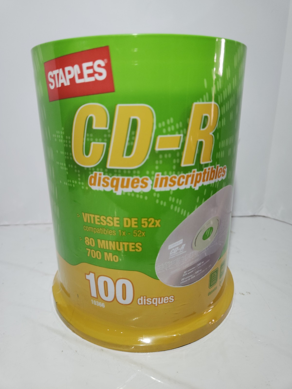NEW Staples CD-R 80 Min Recording 700MB  52x Speed 100 Disc Pack Blank 