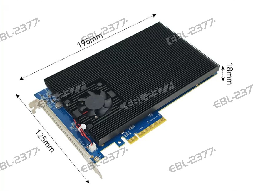 PEX88024 4 Port M.2 NVMe SSD PCIe X8 Adapter PCIE 4.0 IT Mode No split +Radiator