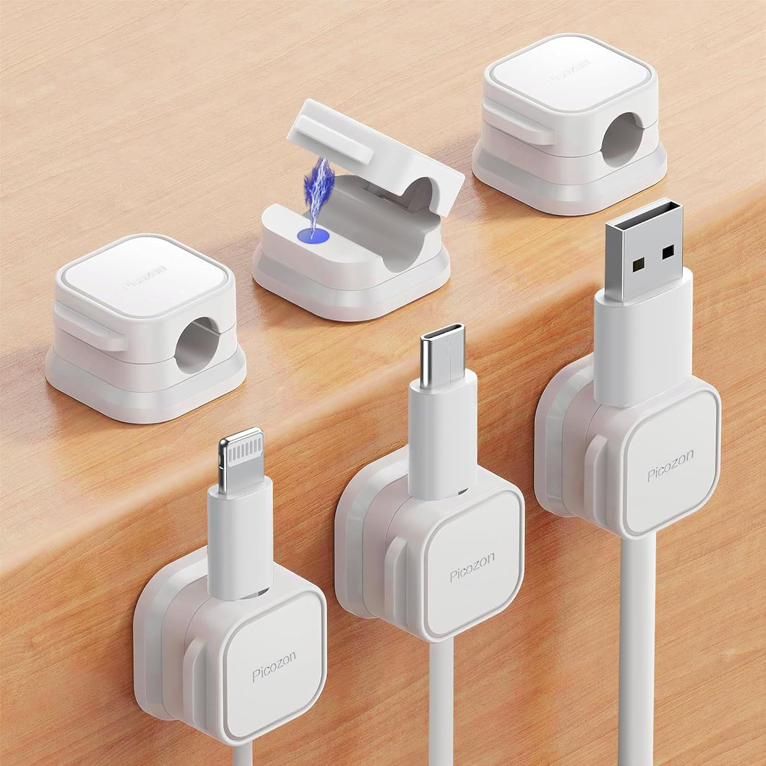 Organizador cables 6 piezas magnetico adhesivo porta usb telefono oficina coche