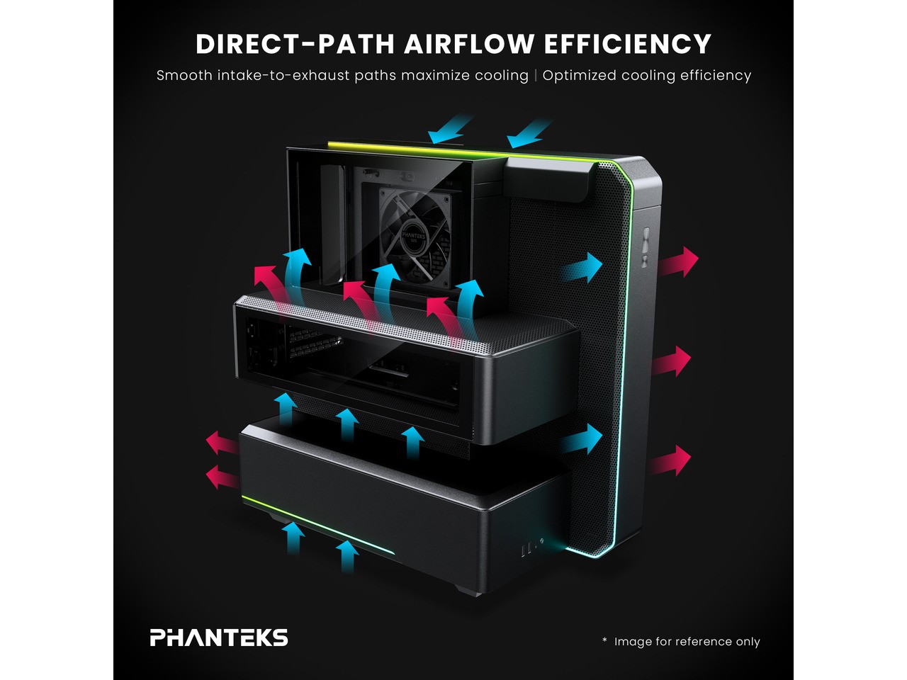 EX5, ATX Multi-Chamber PC Case, S25-120 Fan, ARGB LED, Black Phanteks