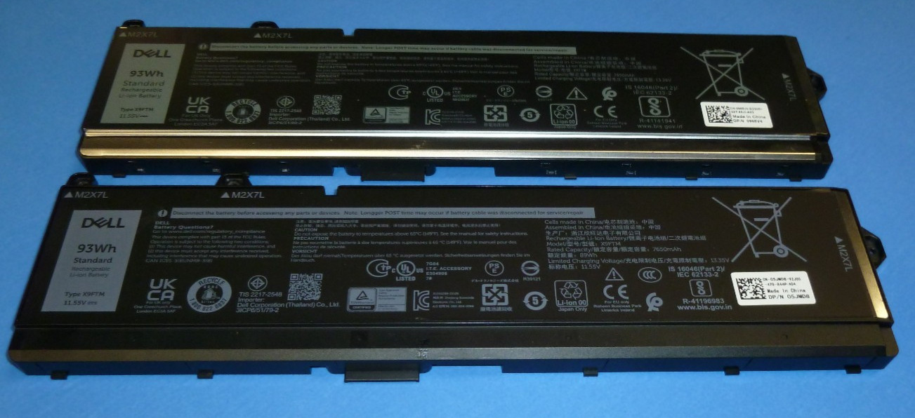 (LOT OF 2) Dell Precision 7770 7670 6-Cell 93Wh Laptop Battery X9FTM