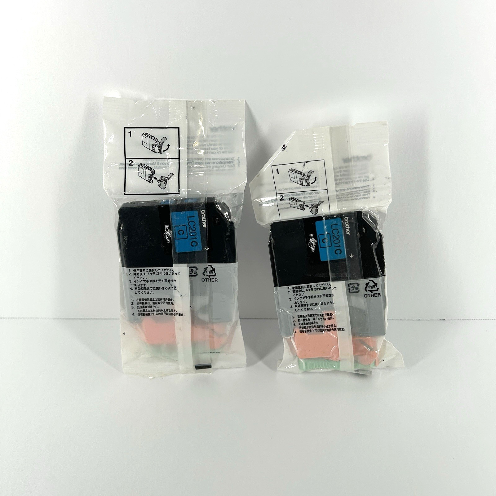 Brother LC201C Cyan Genuine Ink Cartridges Sealed Standard Yield Lot of 2